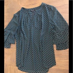 Roz & Ali Black and Blue Geometric Blouse